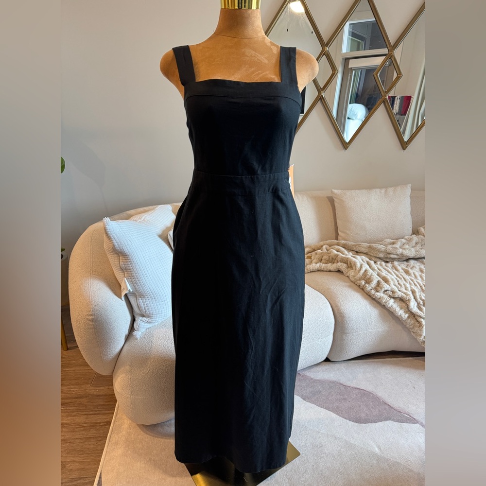 Future Collective Black Square-Neck Midi Dress